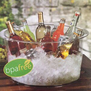 Insulated Ice Bucket Beverage Tub Parties 6 Gallon Clear Double Wall 2 Piece